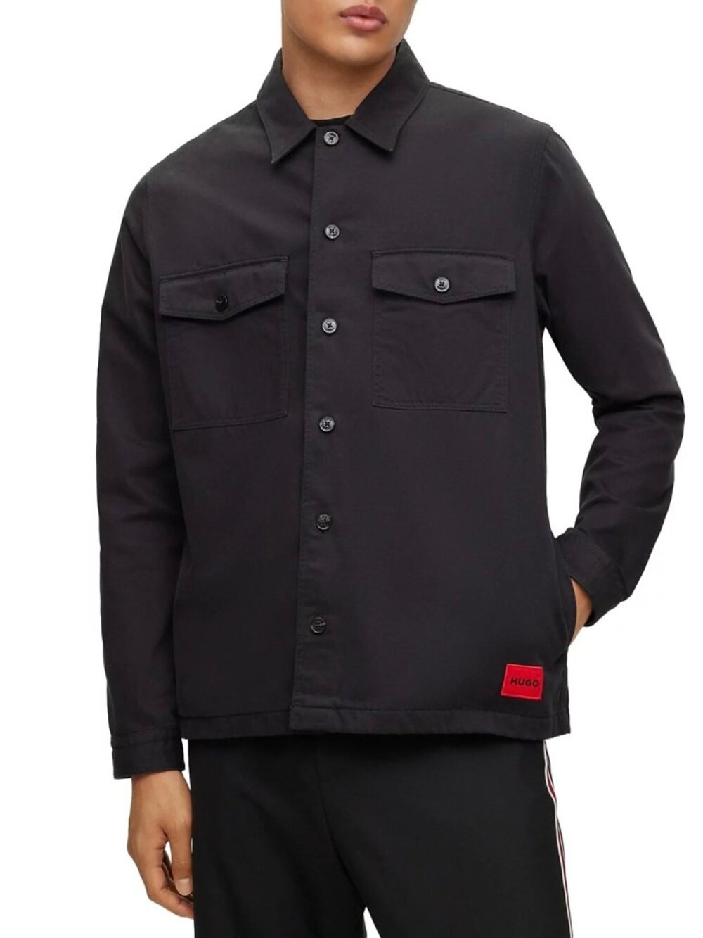 HUGO Boss Enalu Soft Cotton Gabardine Utility Shirt Jacket Mens Black XL NWT 179